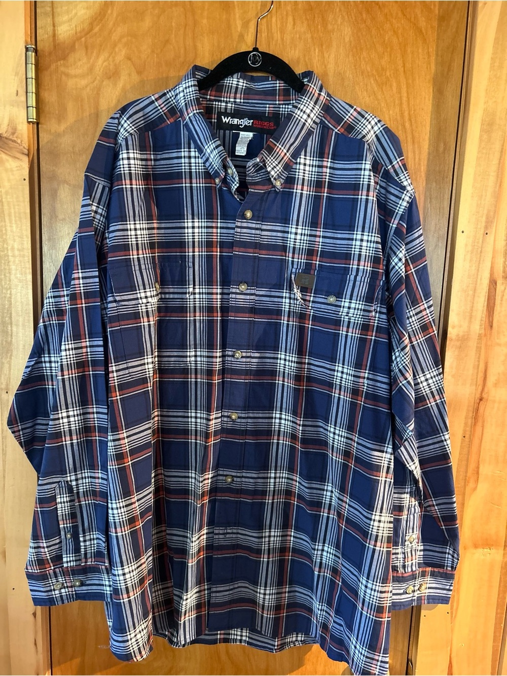 Wrangler RIGGS Workwear Men's Plaid Button Down Shirt Long Sleeve 3Xl